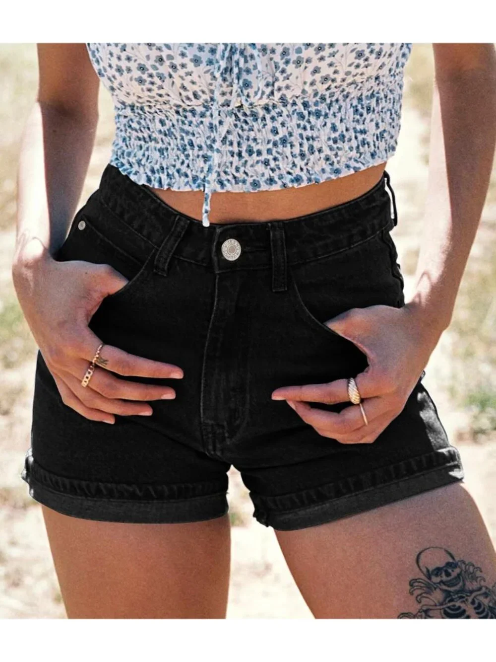Women's Blue Summer Comfortable Stretchy Denim Casual Hot Short Jort Jean